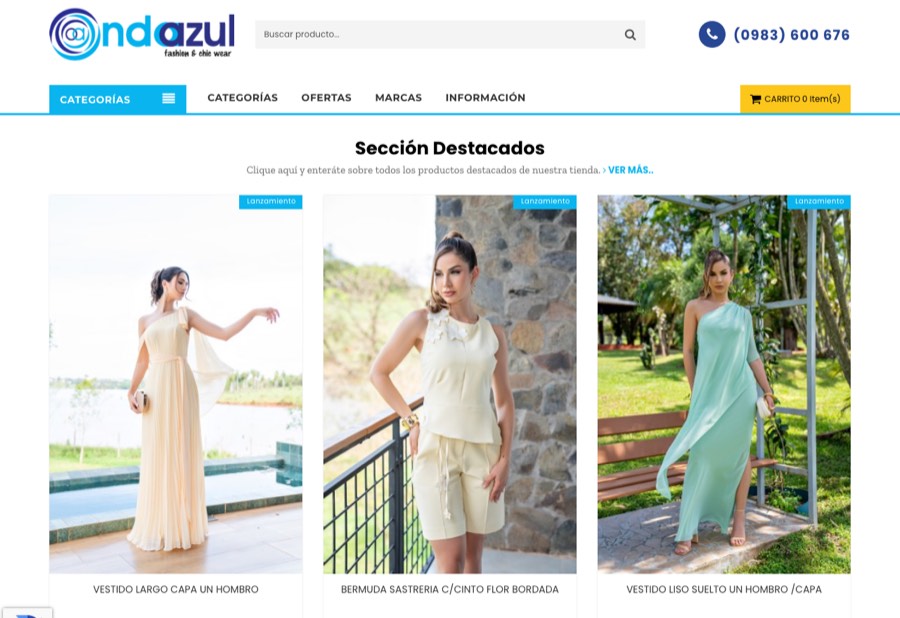 Tienda online de Ondazul hecha con MaxTiendas